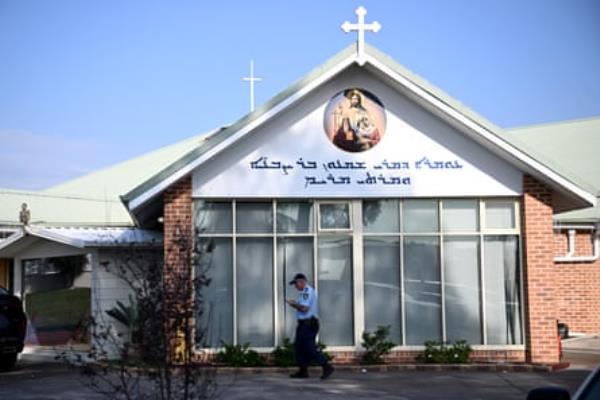 Police at the Christ the Good Shepherd Church the day after the riot.