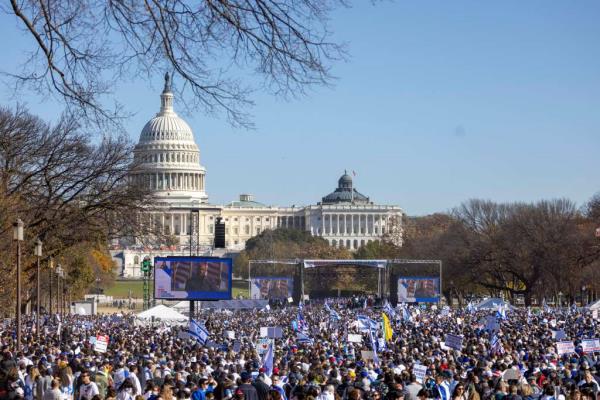 The crowd at the March for Israel march in DC. 