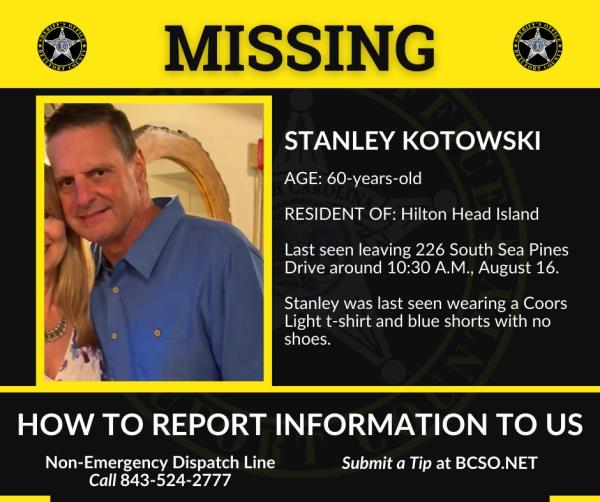 Anyone with information a<em></em>bout his disappearance is asked to call Beaufort County dispatch at 843-524-2777.