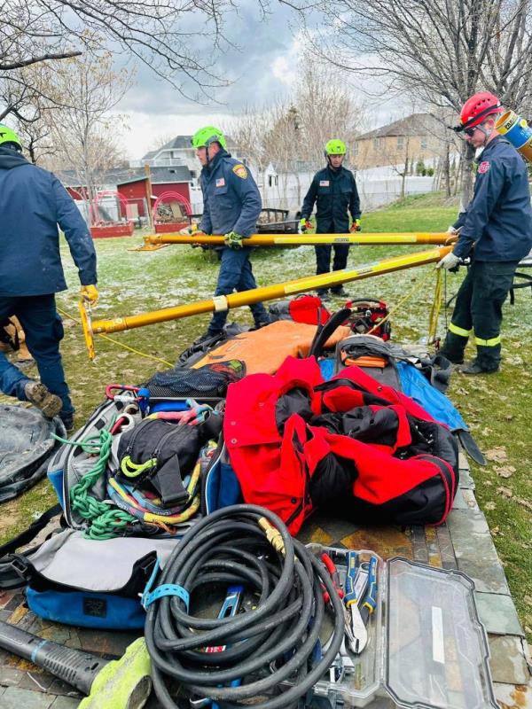 Rescuers used special equipment to stabilize the trench and extricate the buried victim. 