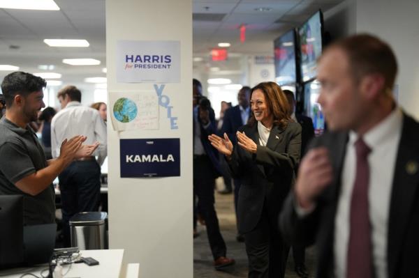 Harris arrives at campaign headquarters in Wilmington, Delaware, on July 22, 2024. 