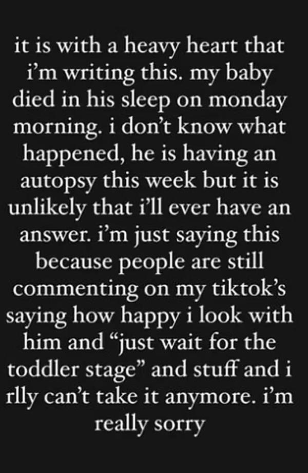 “I don’t know what happened, he is havin<em></em>g an autopsy this week but it is unlikely that I’ll ever have an answer,