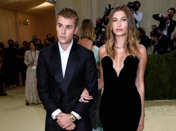 Justin Bieber, left, and Hailey Bieber attend The Metropolitan Museum of Art's Costume Institute benefit gala on Sept. 13, 2021, in New York. 