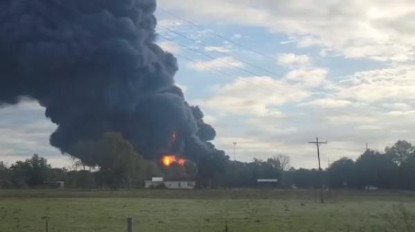 The San Jacinto County Sheriff's Office reported a chemical plant fire in Shepherd, Texas, on Wednesday morning 