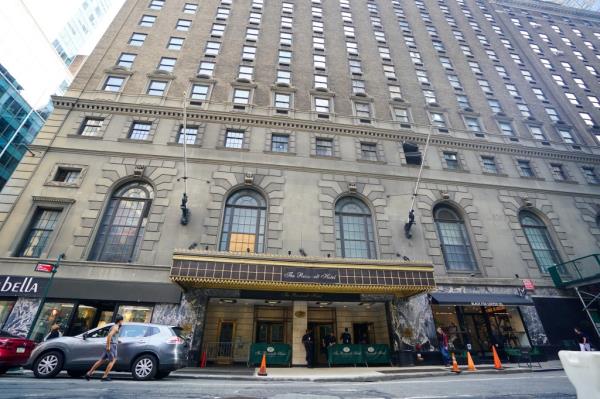 Christian Jo<em></em>nes standing outside the Roosevelt Hotel, which is a migrant shelter located at 360 Madison Avenue in Manhattan, provided by the city's Department of Homeless Services