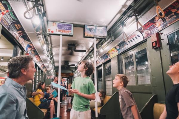 Visitors at the New York Transit Museum. 