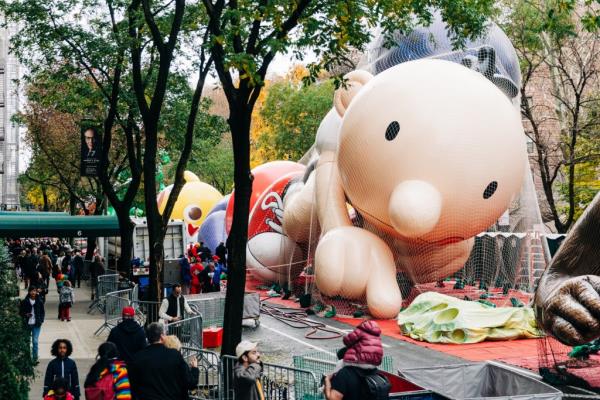 The Diary of a Wimpy Kid balloon depicting Greg Heffley displays the day before the Macy's Thanksgiving Day Parade in New York City, U.S., November 22, 2023