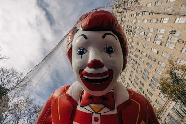 The Ro<em></em>nald McDo<em></em>nald balloon displays the day before the Macy's Thanksgiving Day Parade in New York City, U.S., November 22, 2023