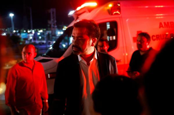 Citizens' Movement party president Jorge Alvarez Maynez walks the site of the fatal structure collapse in an Pedro Garza Garcia, Mexico on May 22, 2024.