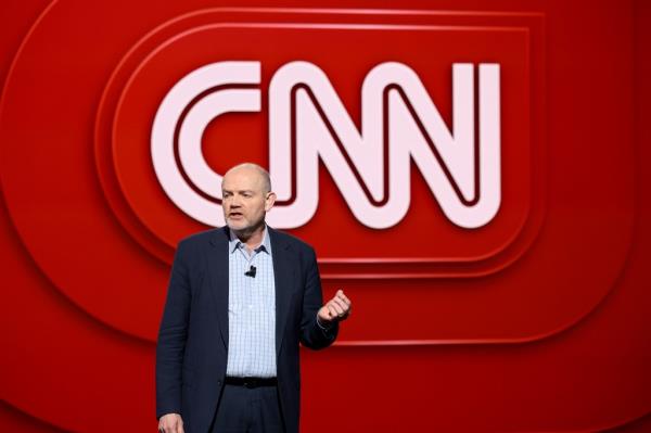 Mark Thompson, Chairman and CEO of CNN Worldwide, speaking o<em></em>nstage at the Warner Bros. Discovery Upfront 2024 in New York City.