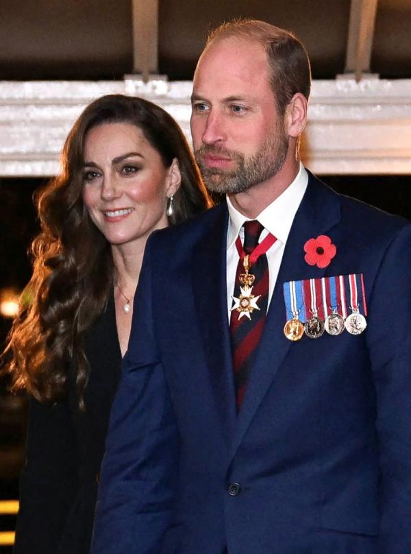 Prince William and Kate Middleton, the Prince and Princess of Wales, in military uniforms at the Festival of Remembrance, Royal Albert Hall, London, 2024