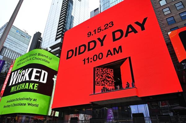 Diddy Day billboard in Times Square for event ho<em></em>noring Sean 