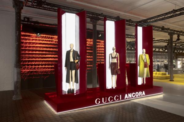 Image of the clothes on display at the renovated Gucci boutique