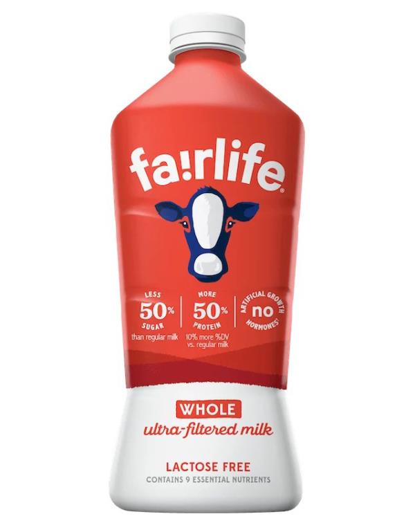 Fairlife whole milk container.