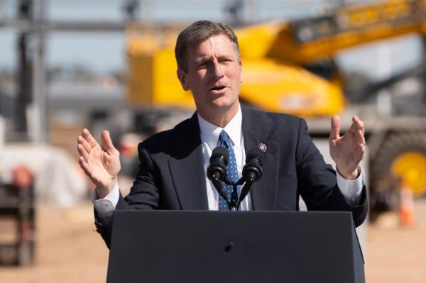 Rep. Greg Stanton (D-AZ) speaks prior to President Joe Biden's remarks at Intel Ocotillo Campus on March 20, 2024 in Chandler, Arizona