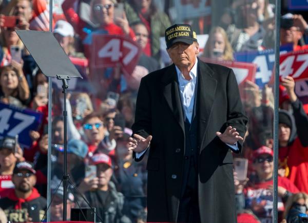 Republican presidential nominee former President Do<em></em>nald Trump speaks during a campaign rally at Albuquerque Internatio<em></em>nal Sunport, Thursday, Oct. 31, 2024, in Albuquerque, N.M. 