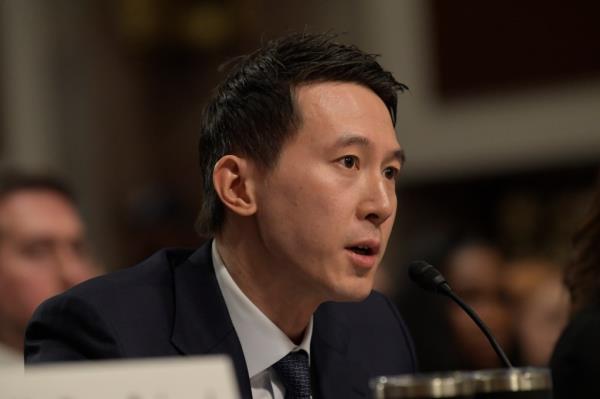 TikTok CEO Shou Zi Chew testifies on Capitol Hill in Washington.