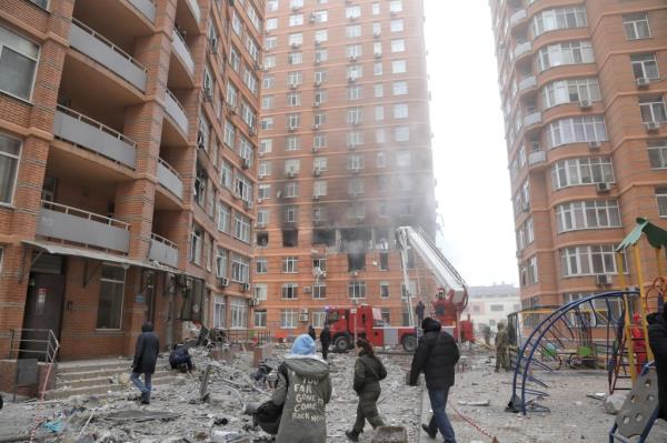 Aftermath of airstrike in Odesa, Ukraine