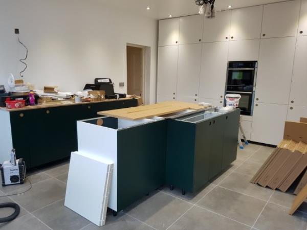 The kitchen and dining area during renovation