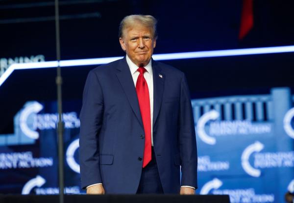 Republican presidential candidate and former U.S. President Do<em></em>nald Trump attends an event held by the natio<em></em>nal co<em></em>nservative political movement 'Turning Point' in Detroit, Michigan, U.S., June 15, 2024