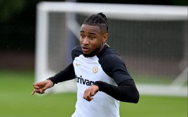 COBHAM, ENGLAND - JULY 14: Christopher Nkunku of Chelsea during a training session at Chelsea Training Ground on July 14, 2023 in Cobham, England. (Photo by Darren Walsh/Chelsea FC via Getty Images)