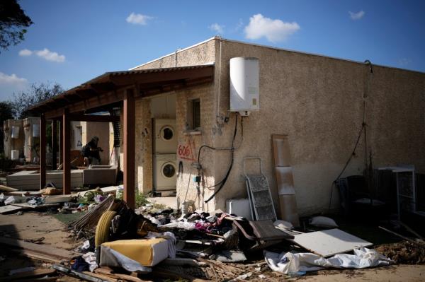 This photo, taken on Nov. 21, shows the destruction that still remains in Kfar Aza, Israel -- a town located just three miles from the Gaza border -- following Hamas' ambush attack on Oct. 7.