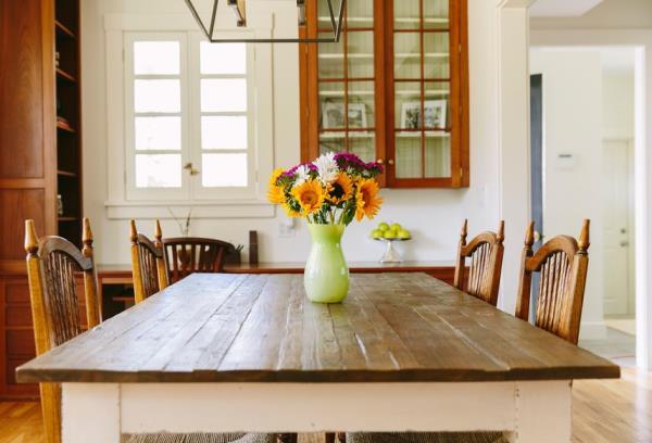 farmhouse wooden table and chairs