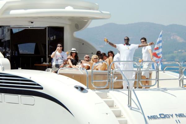 Sean 'Diddy' Combs and friends on a yacht in Nice, France in 2007