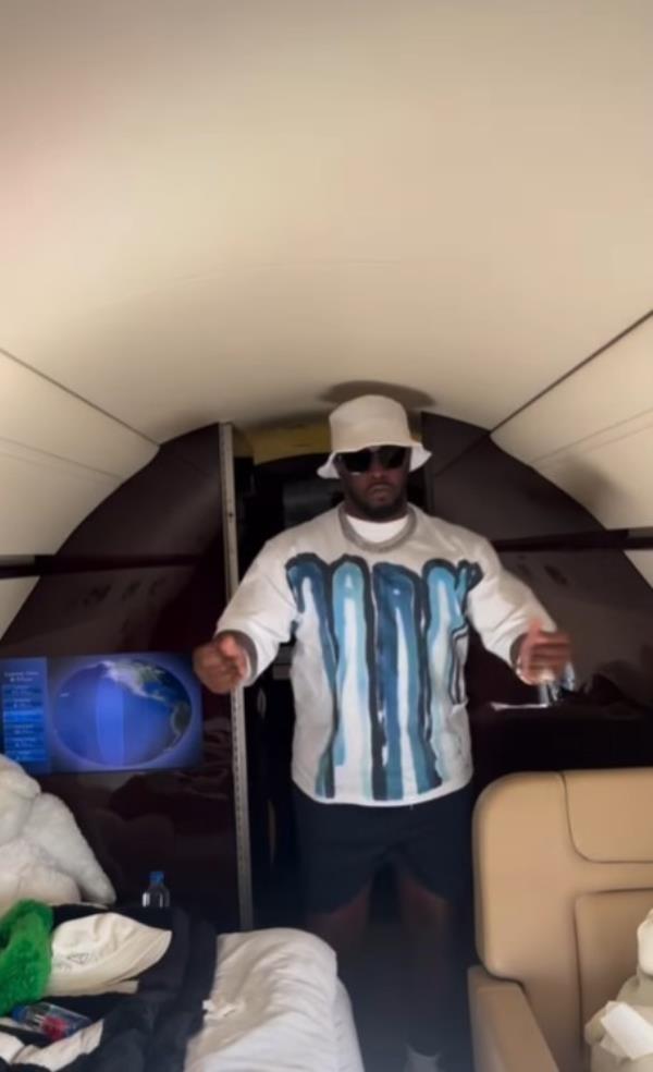 Sean Combs on his private jet