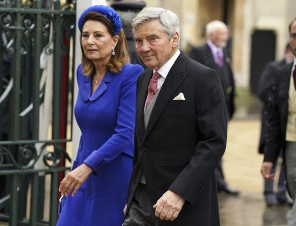 Michael and Carole Middleton arriving at Westminster Abbey for the coro<em></em>nation of King Charles III and Queen Co<em></em>nsort Camilla in London