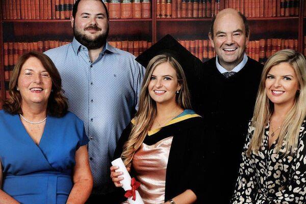 Ashling Murphy, centre, with her brother Cathal, father Ray, mother Kathleen, and sister Amy. 