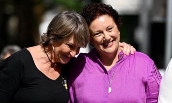 Kathleen Folbigg (right) with friend Tracy Chapman arriving at the NSW court of criminal appeal in Sydney on Thursday